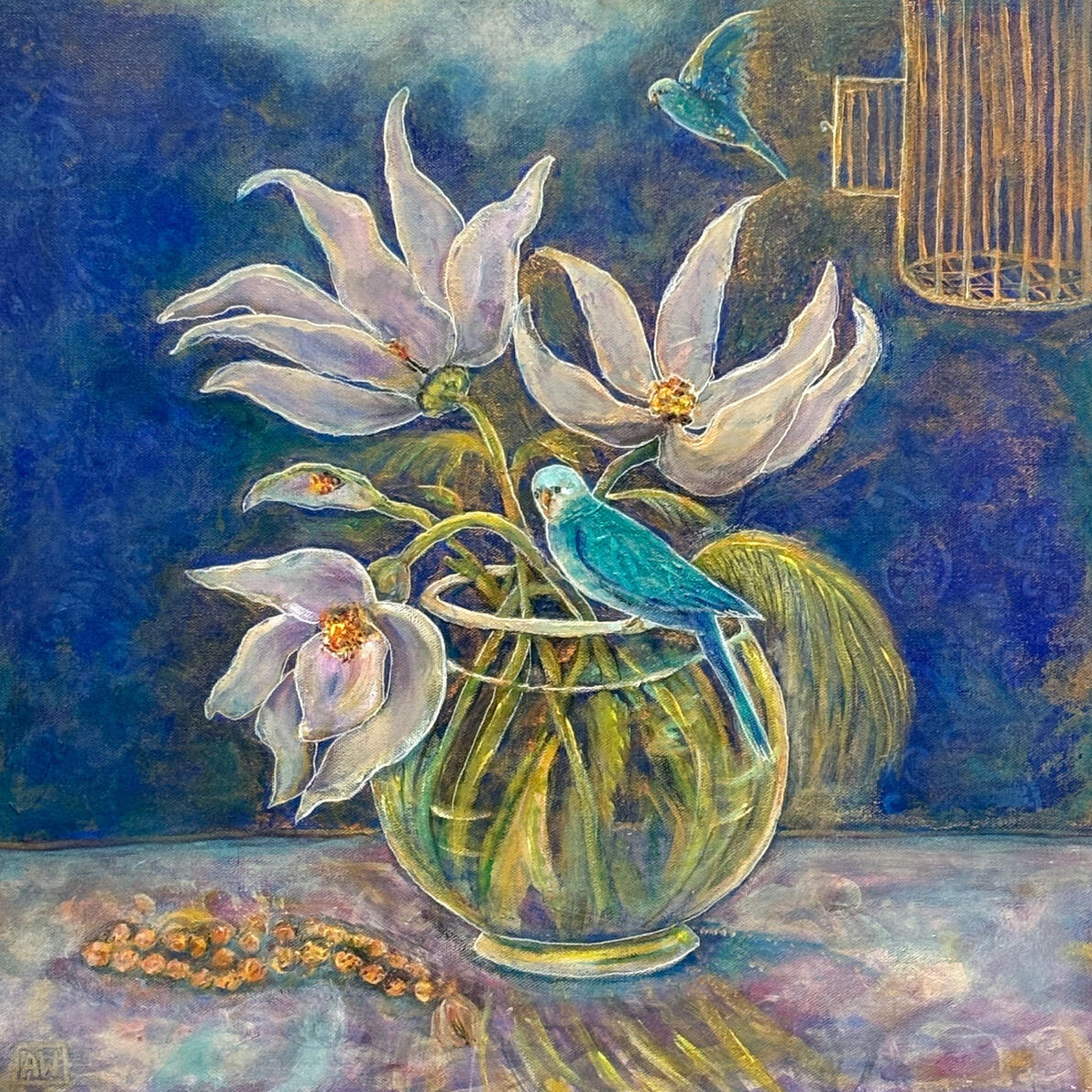 SOLD Bird and the Cage Original 20x20 Acrylic