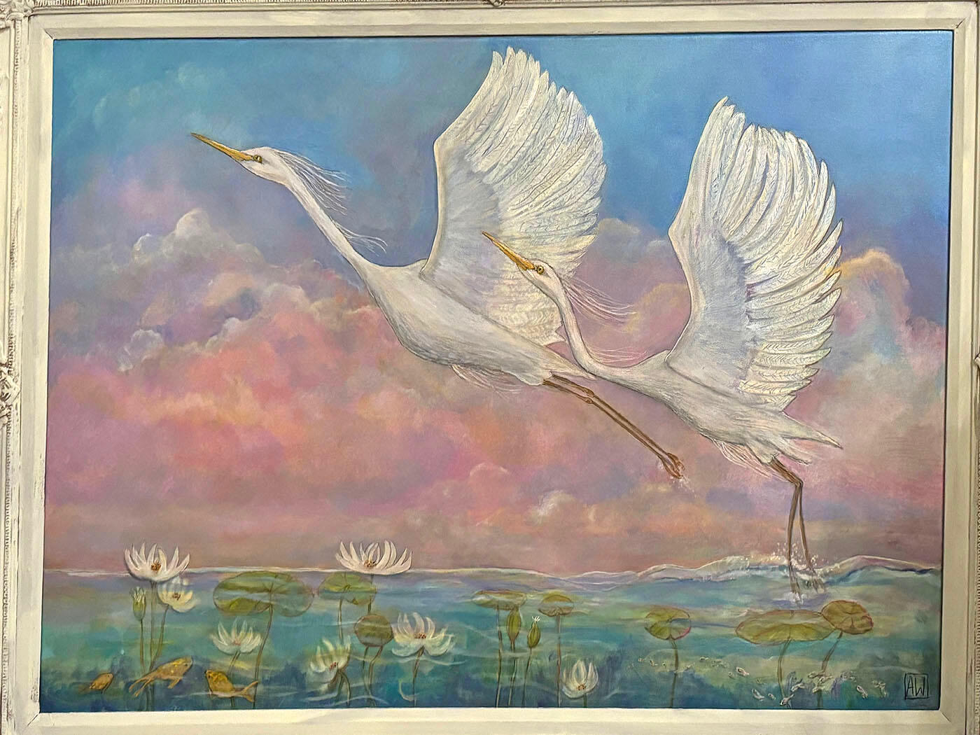 SOLD CUSTOM Love Birds 24x36 Acrylic